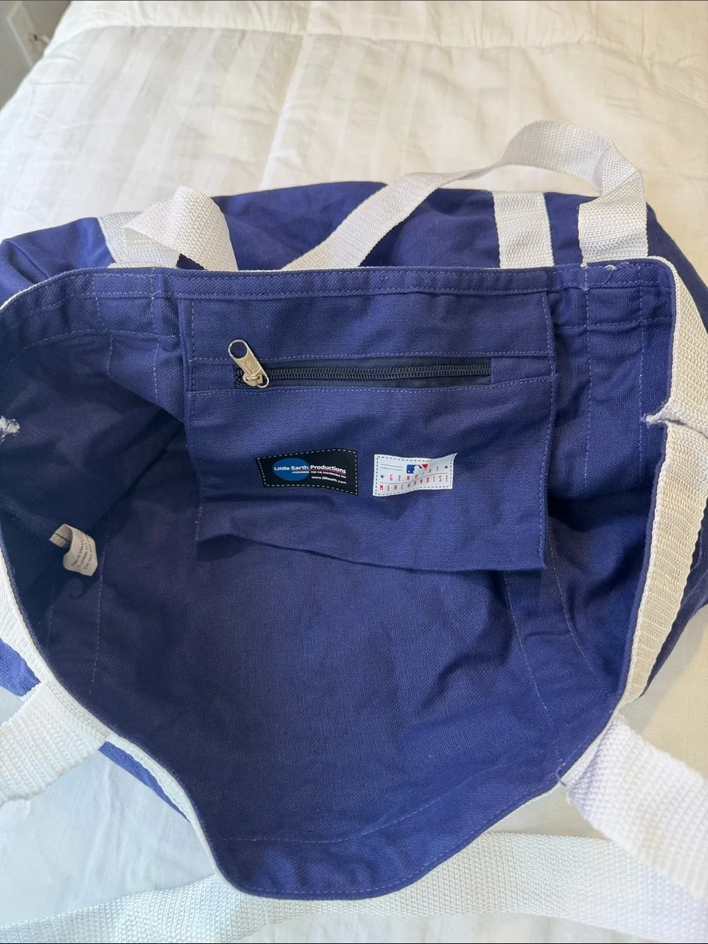New York Yankees Navy Canvas Tote with White Straps